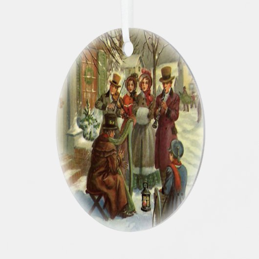 フォトディケンスクリスマスカロラーズ名前の追加ヴィンテージ メタルオーナメント (正面左)