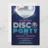 フォトディスコパーティーモダンおもしろいレトロ60誕生日 招待状 (正面)