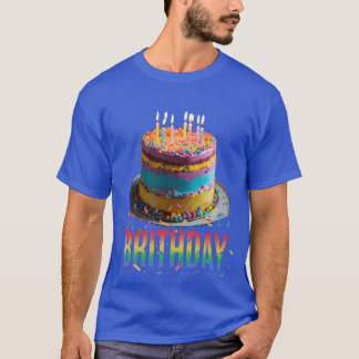 フォトデザインブリスデイケーキ色デザインメンズ Tシャツ