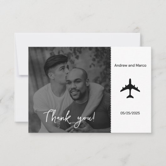 フォトデスティネーションボーディング結婚パス サンキューカード (正面)
