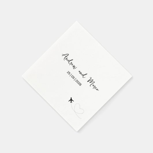 フォトデスティネーションボーディング結婚パス スタンダードカクテルナプキン (角)