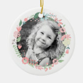 フォトデリパーソナライズされたケートフローラリース セラミックオーナメント (正面)