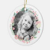 フォトデリパーソナライズされたケートフローラリース セラミックオーナメント (左)