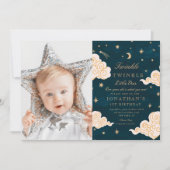 フォトトゥインクルリトルスターズかわいい月1日誕生日 招待状 (正面)