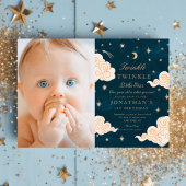 フォトトゥインクルリトルスターズかわいい月1日誕生日 招待状