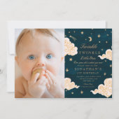 フォトトゥインクルリトルスターズかわいい月1日誕生日 招待状 (正面)