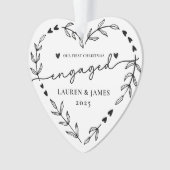 フォトトゥール初めてのクリスマス婚約したホリデーリース オーナメント (正面)