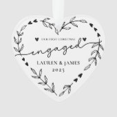 フォトトゥール初めてのクリスマス婚約したホリデーリース オーナメント (正面)