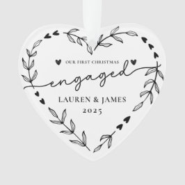 フォトトゥール初めてのクリスマス婚約したホリデーリース オーナメント