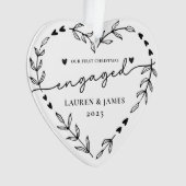 フォトトゥール初めてのクリスマス婚約したホリデーリース オーナメント (正面)