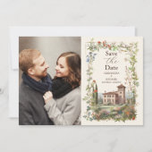 フォトトスカーナ水彩色イタリア行先結婚式 セーブザデート (正面)