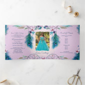 フォトトスペインのルクーイスとピンクドリーム捕手 三つ折り招待状 (内部)