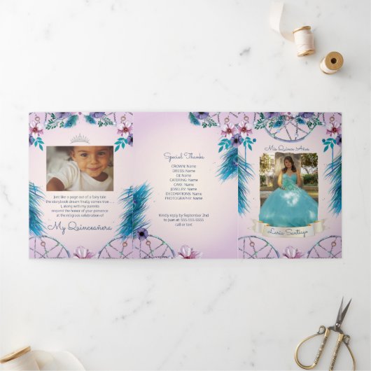 フォトトスペインのルクーイスとピンクドリーム捕手 三つ折り招待状 (外部)