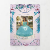 フォトトスペインのルクーイスとピンクドリーム捕手 三つ折り招待状 (カバー)