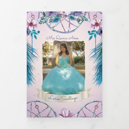 フォトトスペインのルクーイスとピンクドリーム捕手 三つ折り招待状 (カバー)