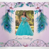 フォトトスペインのルクーイスとピンクドリーム捕手 三つ折り招待状 (内部中)