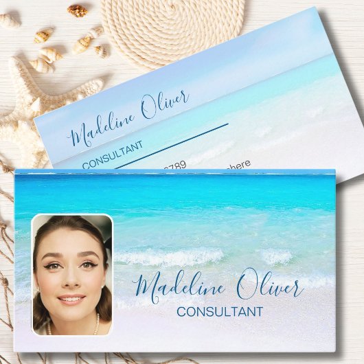 フォトトラベルプロフェッショナル海ビーチシーブルー 名刺