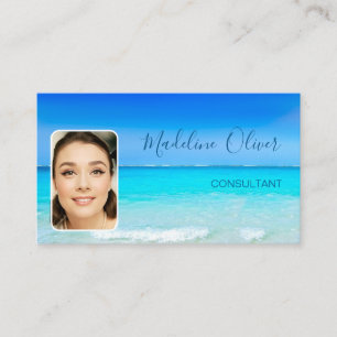 フォトトラベルプロフェッショナル海ビーチシーブルー 名刺