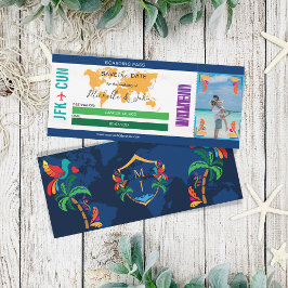 フォトトラベルボーディングパスMexico日付を保存 招待状