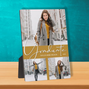 フォトトリオコラージュon金ゴールド卒業 フォトプラーク