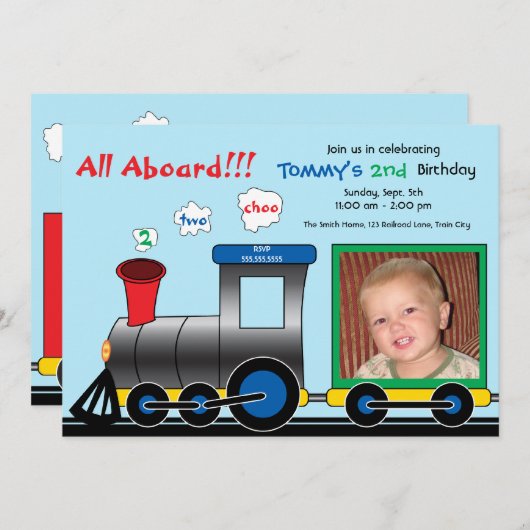 フォトトレカラフルイン誕生日招待状 招待状 (正面/裏面)