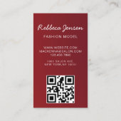 フォトトレンディーファッションモデルブラックQRコードの追加 名刺 (裏面)