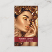 フォトトレンディーファッションモデルブラックQRコードの追加 名刺 (正面)