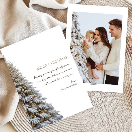 フォトトレンディーミニマリスト雪クリスマスツリー シーズンカード