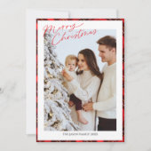 フォトトレンディーミニマリストPlaid Ginghamクリスマスツリー シーズンカード (正面)