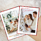 フォトトレンディーミニマリストPlaid Ginghamクリスマスツリー シーズンカード