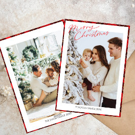 フォトトレンディーミニマリストPlaid Ginghamクリスマスツリー シーズンカード