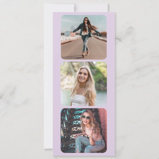 フォトトレンディーモダンパープル爪、 ネイルポーランド誕生日 招待状 (裏面)