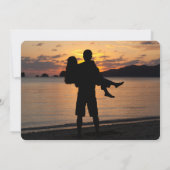 フォトトロピカルパームツリービーチ結婚式 セーブザデート (裏面)