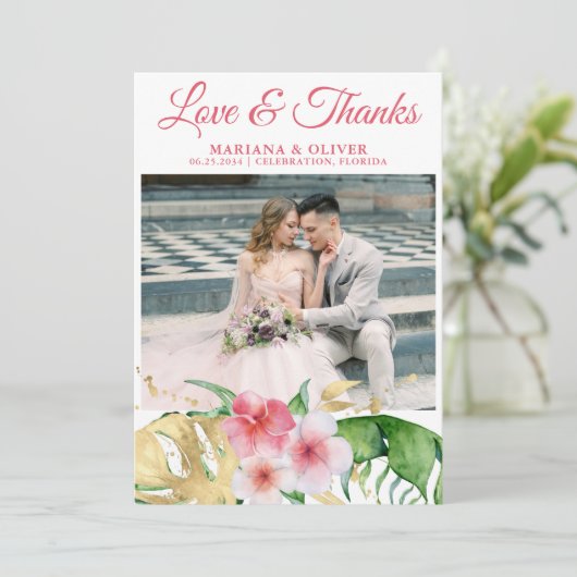 フォトトロピカルパーム葉フローラ招待状 招待状 (スタンド正面)