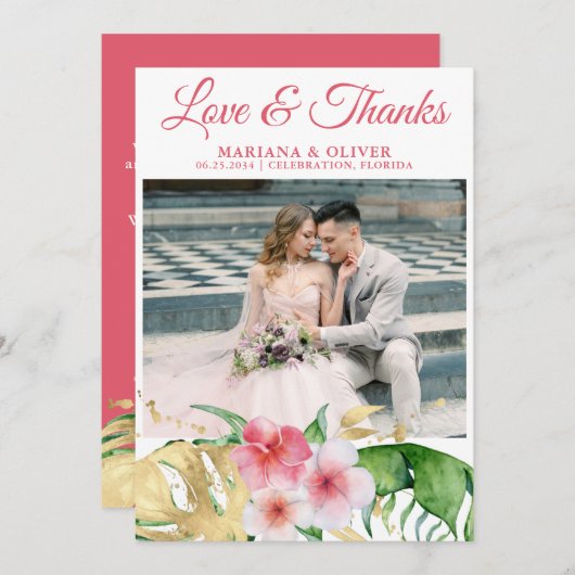 フォトトロピカルパーム葉フローラ招待状 招待状 (正面/裏面)