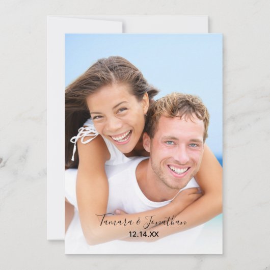 フォトトロピカルピンクフラミンゴマグノリアスビーチ セーブザデート (裏面)