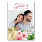 フォトトロピカルフラワーズパームズ金ゴールド結婚フローラ テーブルナンバー (裏面)