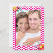 フォトトロピカルベリーピンクティール（緑がかった色）結婚フローラ 招待状 (裏面)