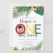 フォトトロピカルワイルドワンアロハルアウ（ハワイ式宴会）1歳 招待状 (正面)