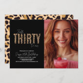 フォトトーク30対Meヒョウ女性誕生日 招待状 (正面/裏面)