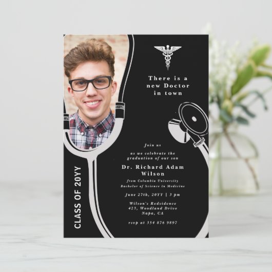 フォトドクパーソナライズされたター卒業招待状 招待状 (スタンド正面)