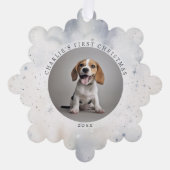 フォトドッグの初めてのクリスマスファミリー オーナメントカード (正面)