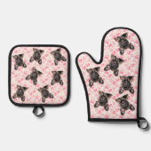 フォトドッグキャットカスタム顔ポートレート 鍋つかみ&鍋敷きセット (正面)