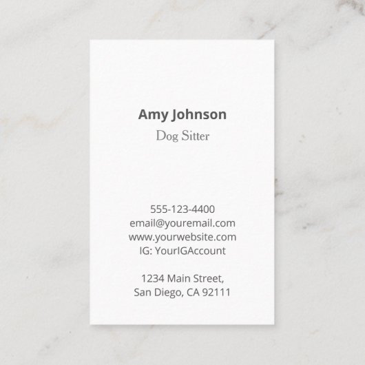 フォトドッグシッター/ウォーカー名刺 名刺 (裏面)