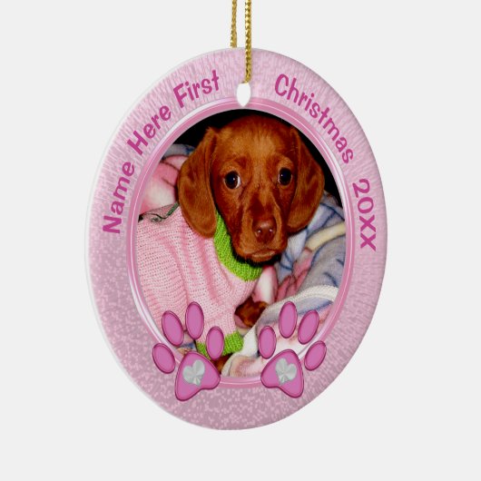 フォトドッグパーソナライズされたス初めてのクリスマスオーナメント セラミックオーナメント (右)