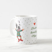 フォトドッグパーソナライズされた顔おもしろいクリスマス小妖精や小人ペット コーヒーマグカップ (正面左)