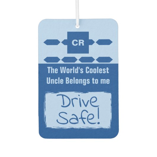 フォトドライクールブを安全な青に追加おじさん カーエアーフレッシュナー (正面)