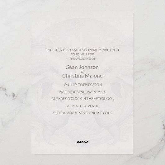 フォトドルフィン実在フォイル結婚式招待状 箔招待状 (裏面)