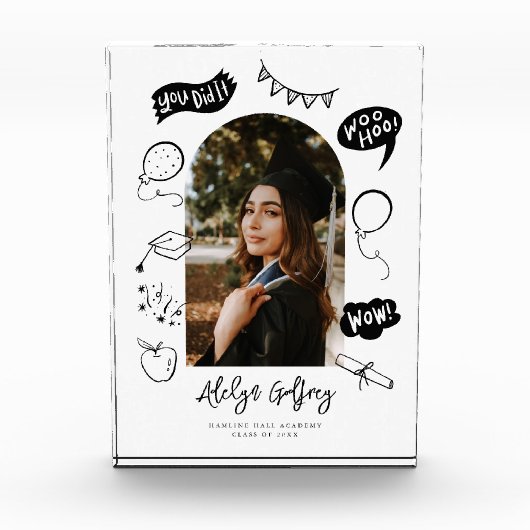 フォトドードルモダン卒業白形記念 フォトブロック (正面)