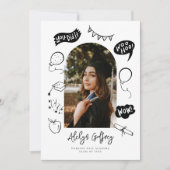 フォトドーモダンル卒業白卒業 案内状 (正面)